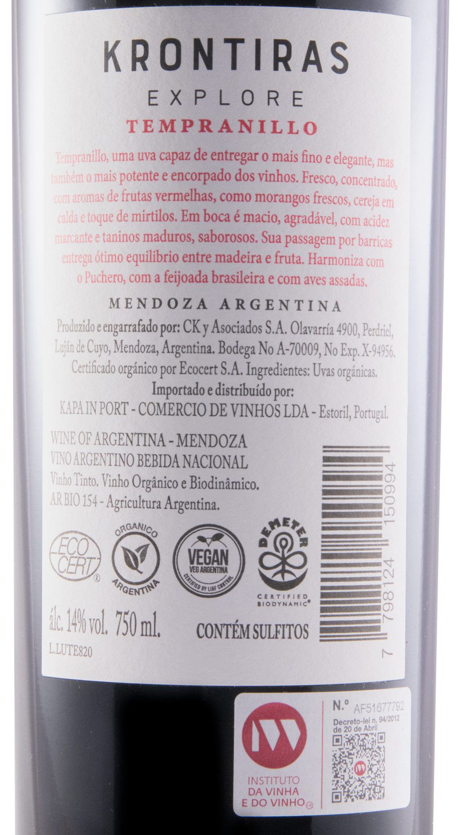 2018 Krontiras Explore Tempranillo organic red