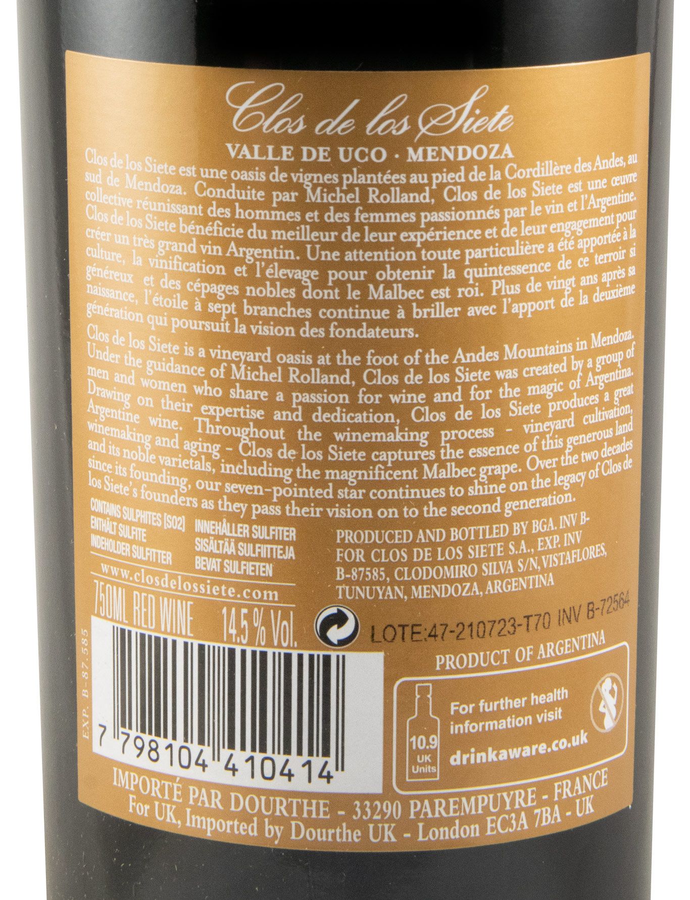 2020 Michel Rolland Clos de Los Siete Malbec Vista Flores tinto