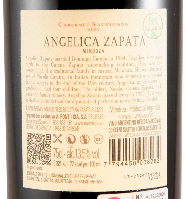 2020 Catena Zapata Angelica Zapata Cabernet Sauvignon tinto