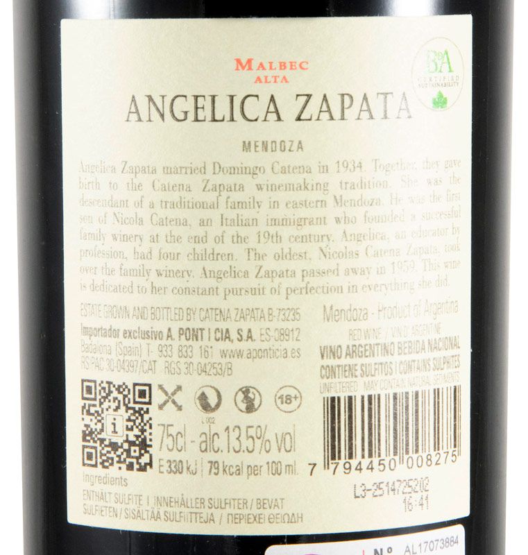 2021 Catena Zapata Angelica Zapata Alta Malbec red