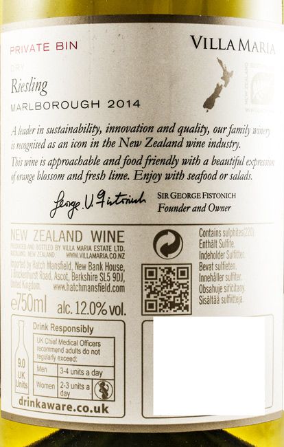 2014 Villa Maria Riesling Private Bin branco
