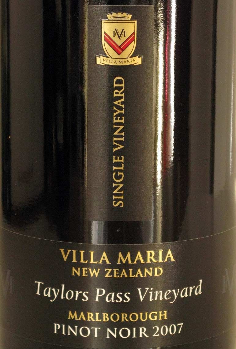 2007 Villa Maria Pinot Noir Taylor's Pass Vineyard tinto