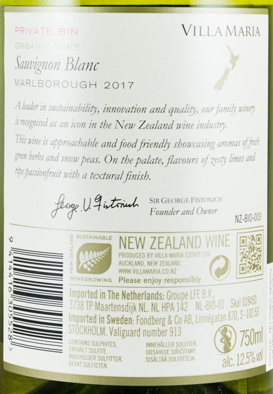 2017 Villa Maria Private Bin Sauvignon Blanc Marlborough white