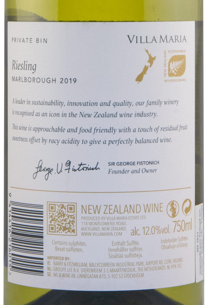 2019 Villa Maria Riesling Private Bin Marlborough branco