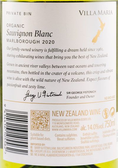 2020 Villa Maria Private Bin Sauvignon Blanc Marlborough branco