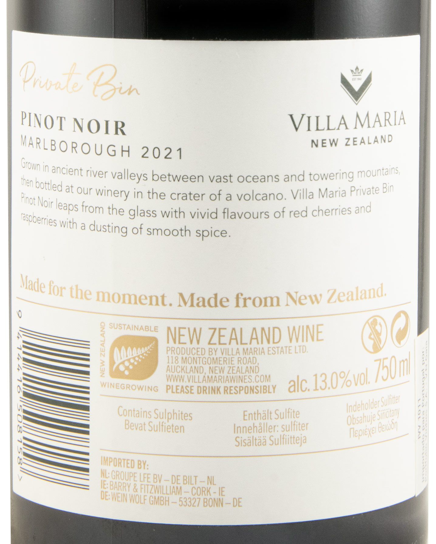2021 Villa Maria Private Bin Pinot Noir Marlborough tinto