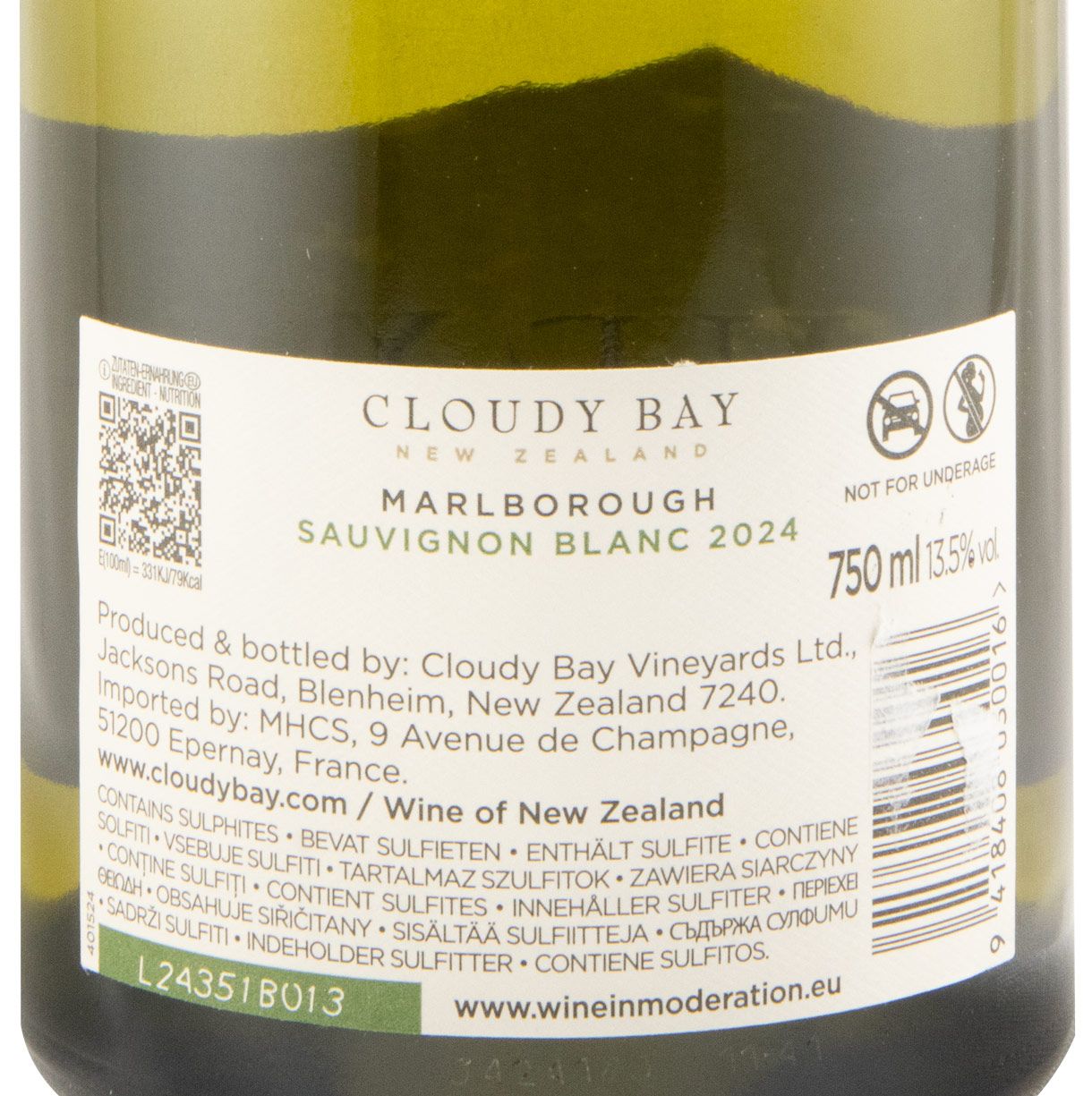 2024 Cloudy Bay Sauvignon Blanc Marlborough branco