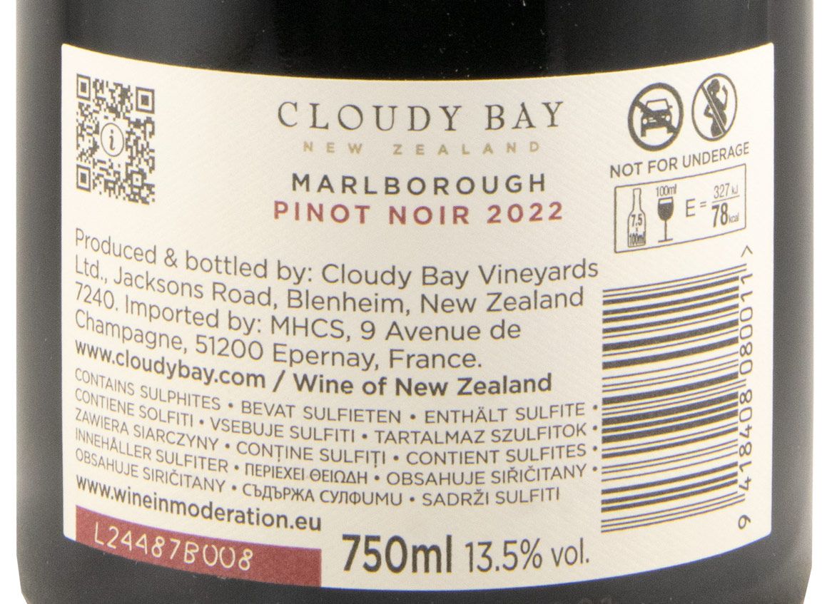 2022 Cloudy Bay Pinot Noir Marlborough red