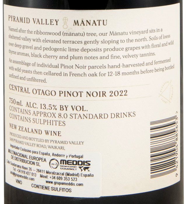 2022 Pyramid Valley Mãnatu Pinot Noir red