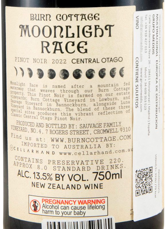 2022 Burn Cottage Moonlight Race Pinot Noir tinto