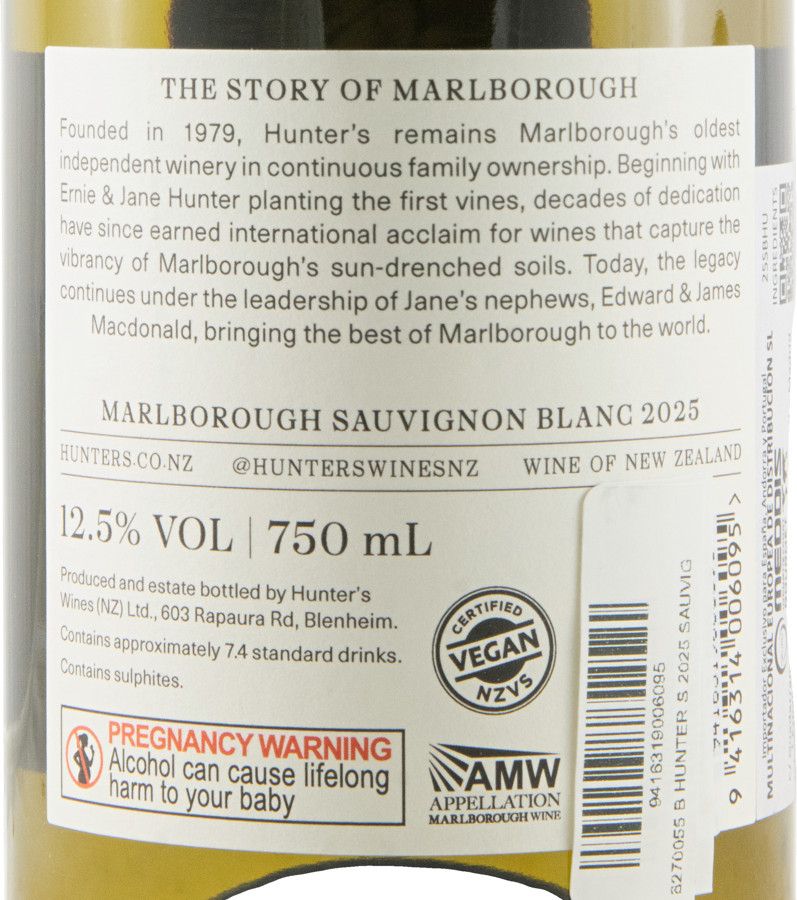 2025 Hunter's Sauvignon Blanc Marlborough branco