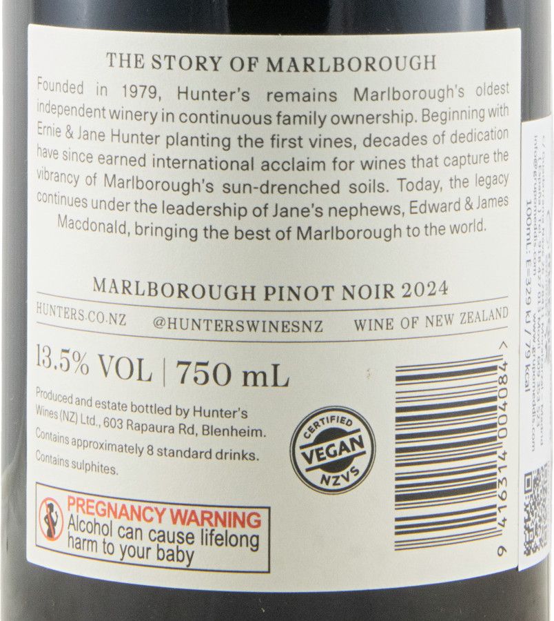 2024 Hunter's Pinot Noir Marlborough tinto