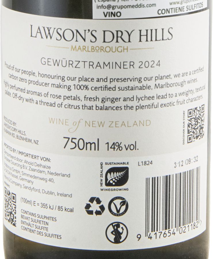 2024 Lawson's Dry Hills Gewürztraminer Marlborough branco