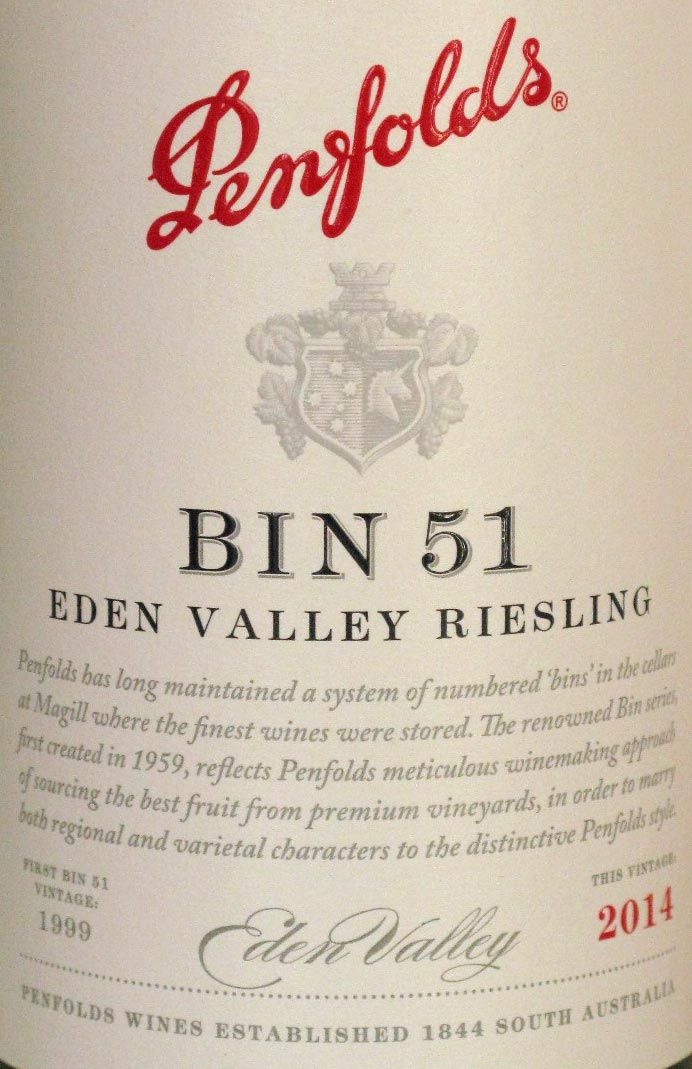 2014 Penfolds Bin 51 Riesling Eden Valley branco