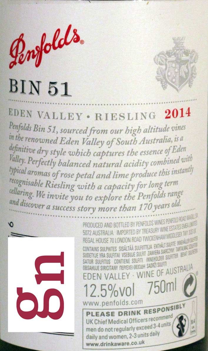 2014 Penfolds Bin 51 Riesling Eden Valley branco