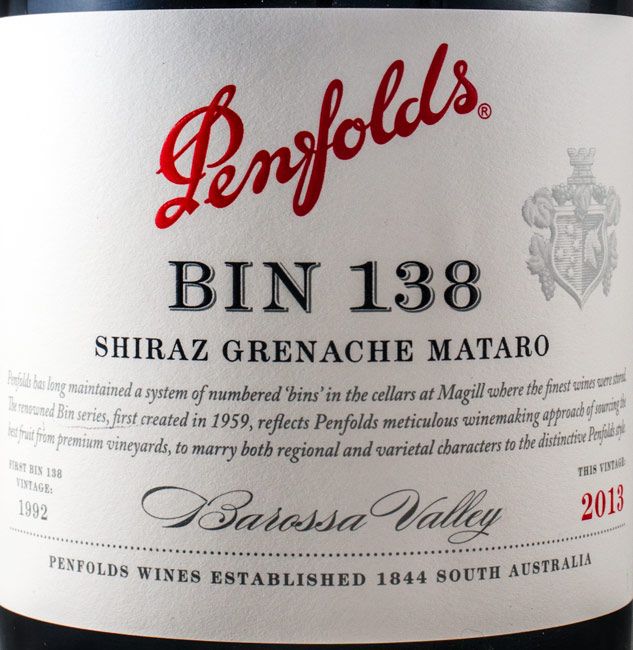 2013 Penfolds Bin 138 Grenache/Shiraz/Mataro Barossa Valley tinto