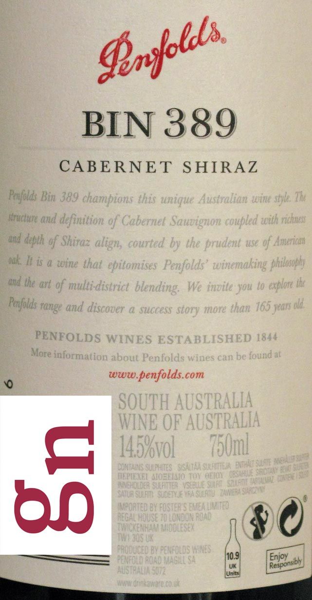 2009 Penfolds Bin 389 Cabernet Sauvignon & Shiraz Barossa Valley tinto