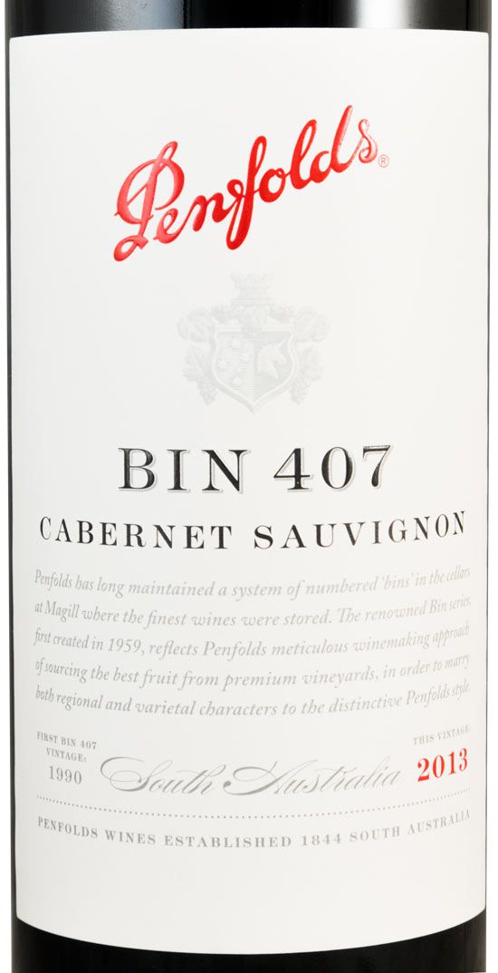 2013 Penfolds Bin 407 Cabernet Sauvignon Barossa Valley red