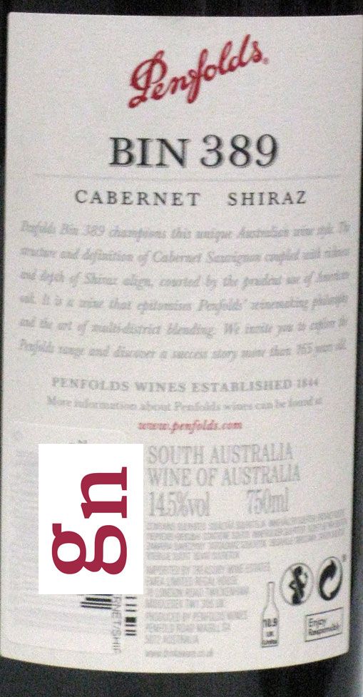 2010 Penfolds Bin 389 Cabernet Sauvignon & Shiraz Barossa Valley tinto