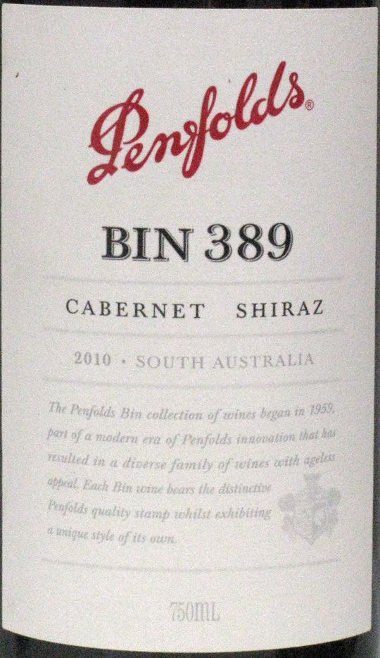 2010 Penfolds Bin 389 Cabernet Sauvignon & Shiraz Barossa Valley tinto