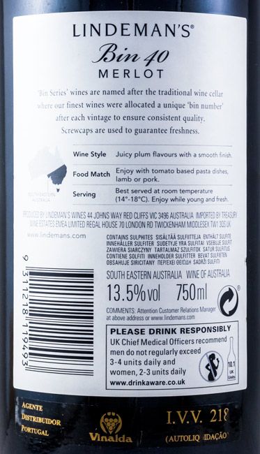 2013 Lindeman's Bin 40 Merlot Hunter Valley red