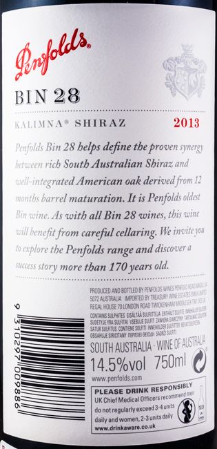 2013 Penfolds Bin 28 Kalimna Shiraz Barossa Valley tinto