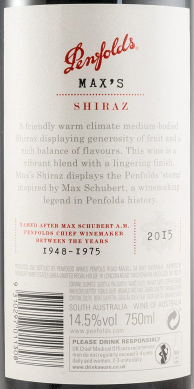 2015 Penfolds Max's Shiraz Barossa Valley red