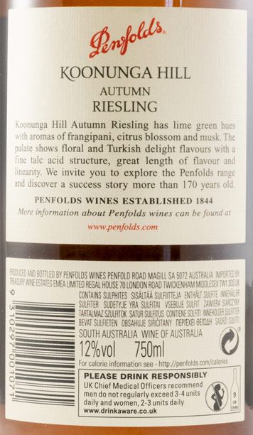 2017 Penfolds Koonunga Hill Autumn Riesling Barossa Valley branco