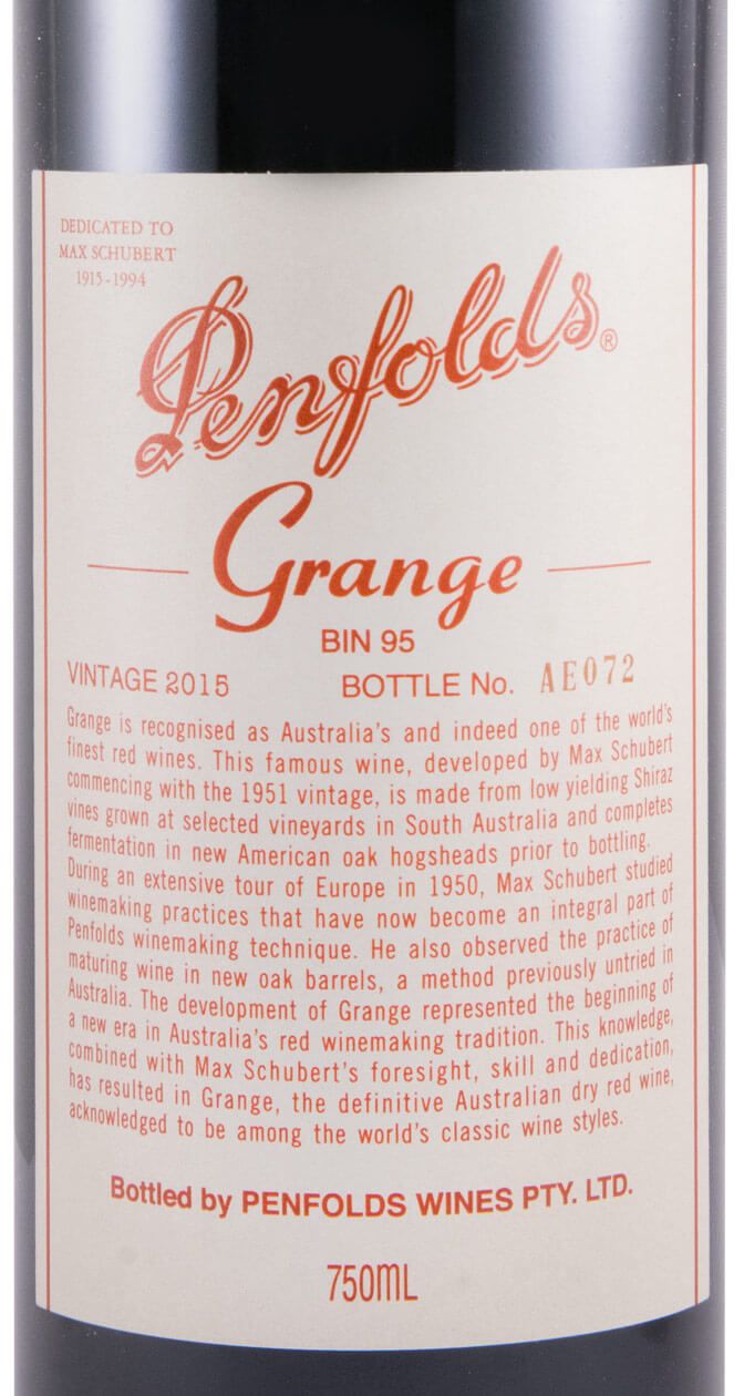 2015 Penfolds Bin 95 Grange Barrosa Valley red