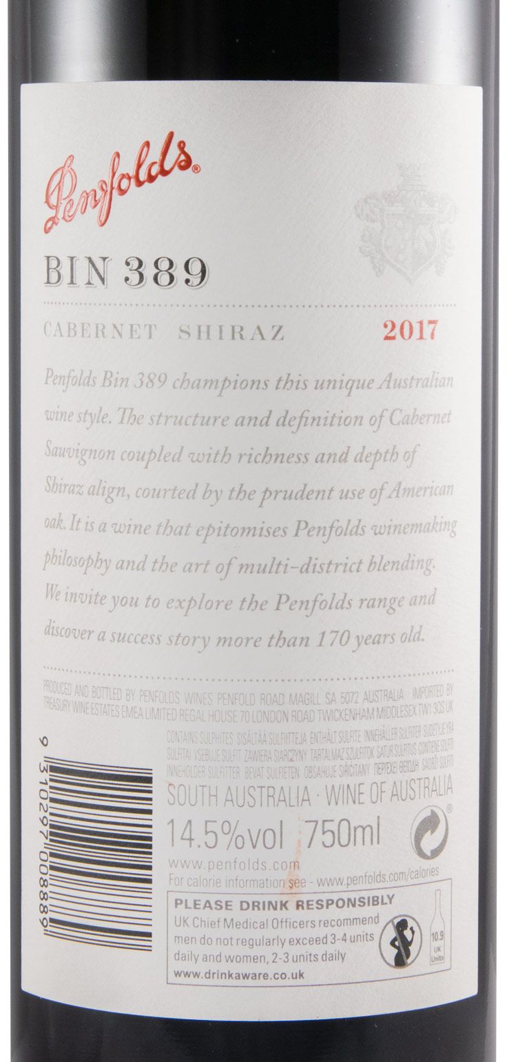 2017 Penfolds Bin 389 Cabernet Sauvignon & Shiraz Barossa Valley tinto