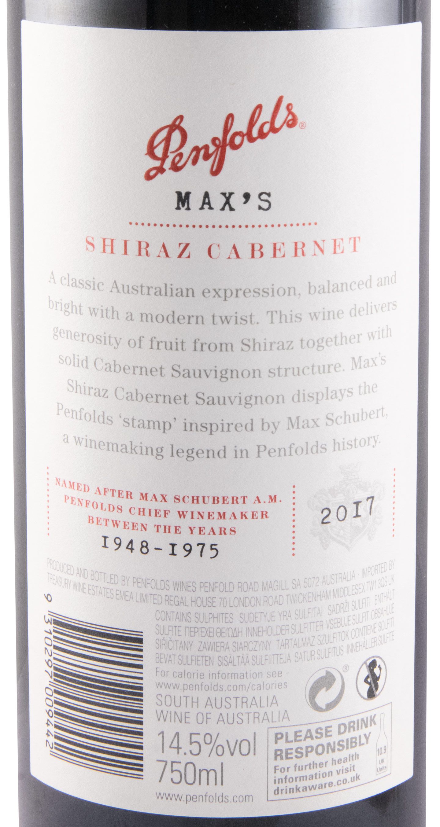 2017 Penfolds Max's Cabernet Sauvignon & Shiraz Barossa Valley red