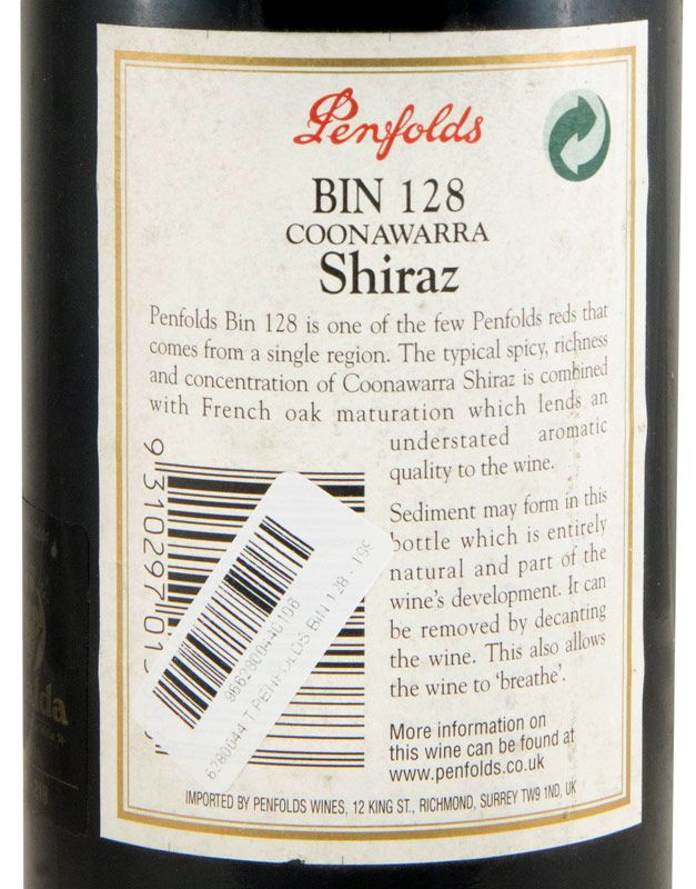1996 Penfolds Bin 128 Shiraz Coonawarra red