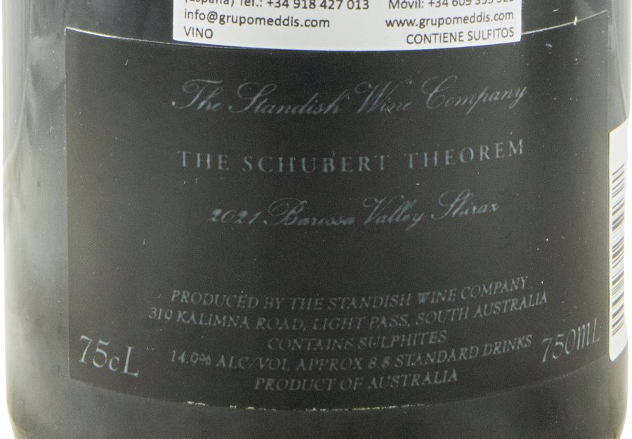 2021 The Standish The Shubert Theorem Shiraz Marananga Barossa Valley tinto