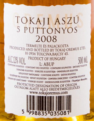 2008 Tokaji Oremus Aszú 5 Puttonyos white 50cl