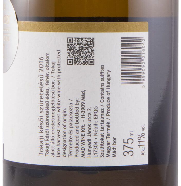 2016 Tokaji MÁD Colheita Tardia branco 37,5cl