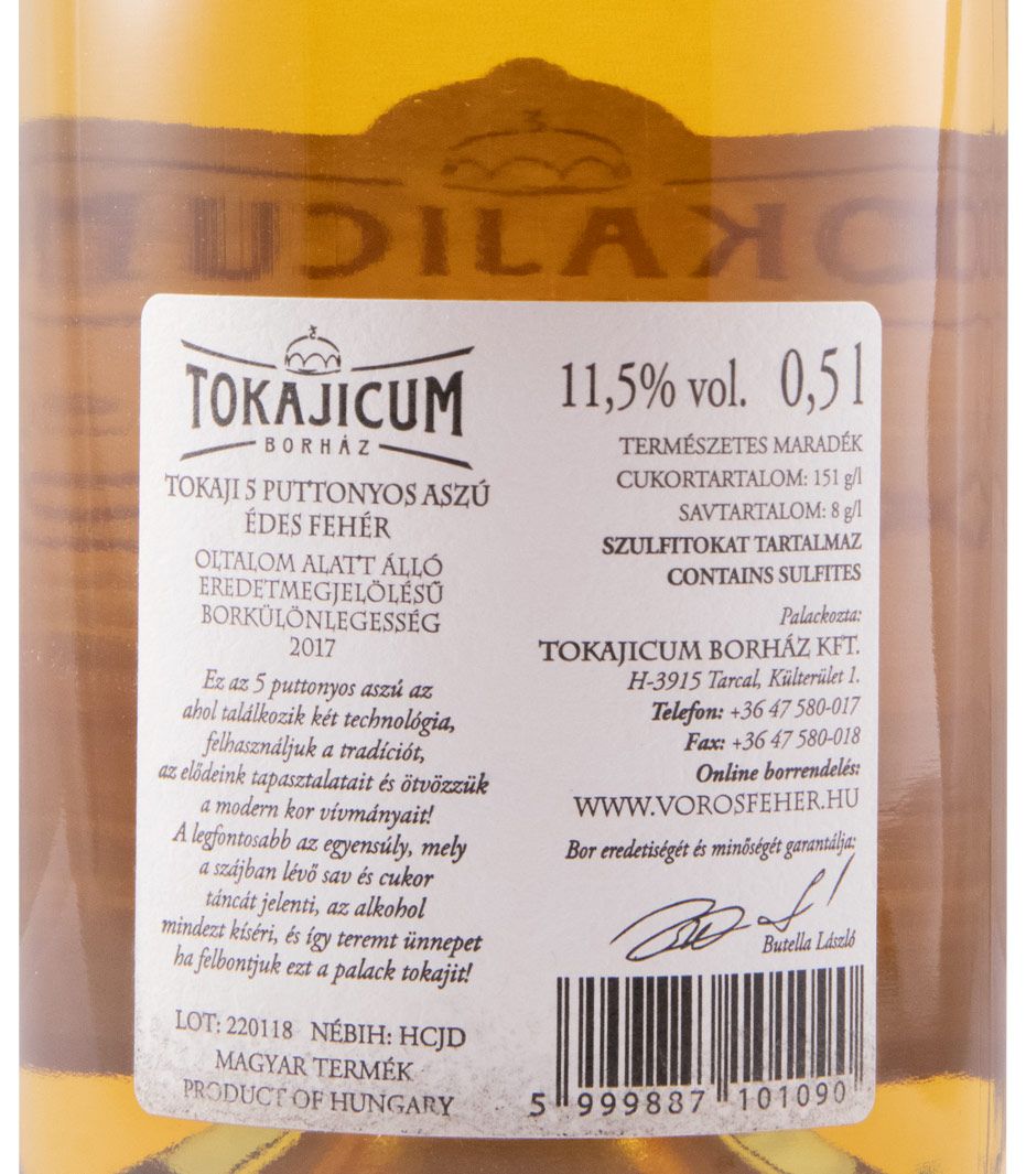 2017 Tokaji Tokajicum Aszú 5 Puttonyos white 50cl