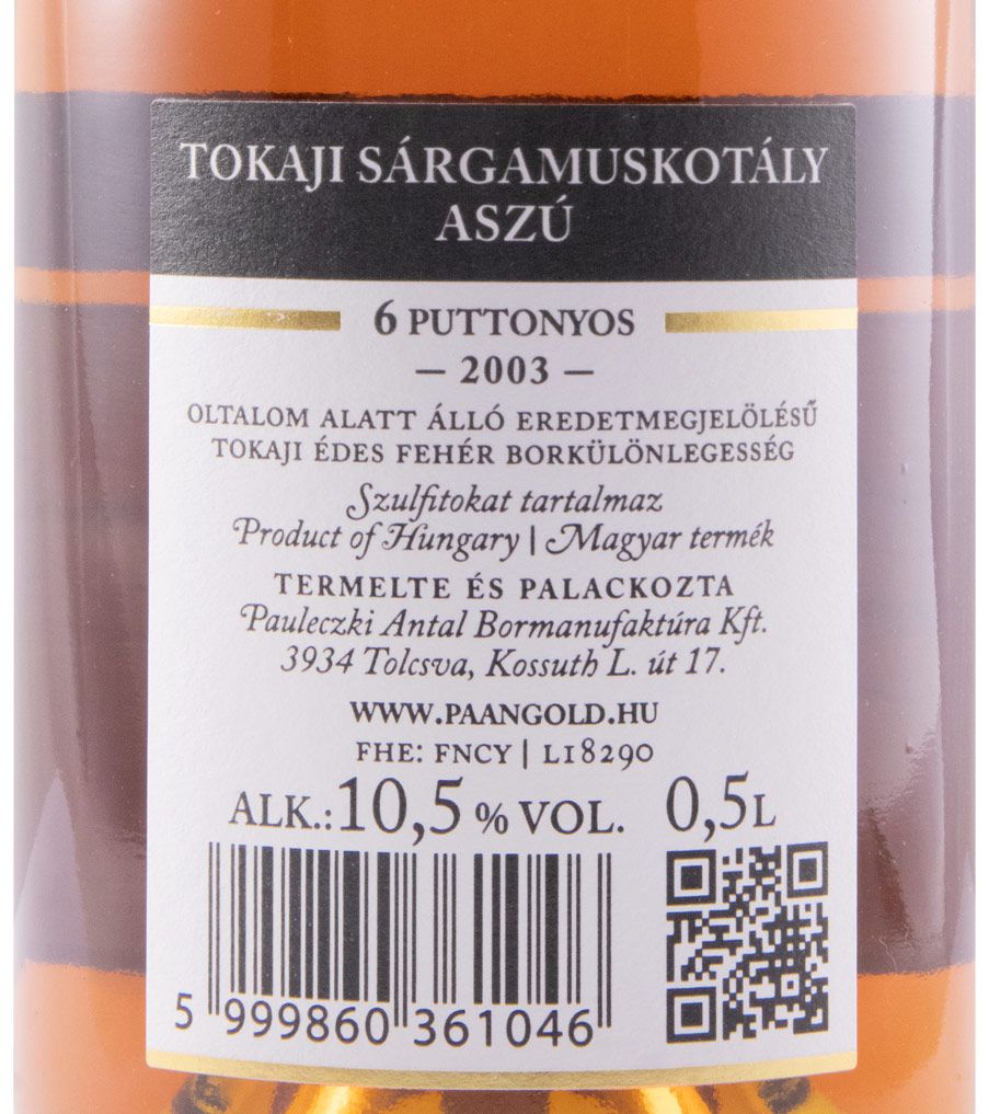 2003 Tokaji Paangold Sárgamuskotály Aszú 6 Puttonyos white 50cl