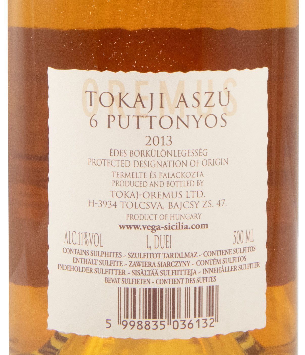 2013 Tokaji Oremus Aszú 6 Puttonyos branco 50cl
