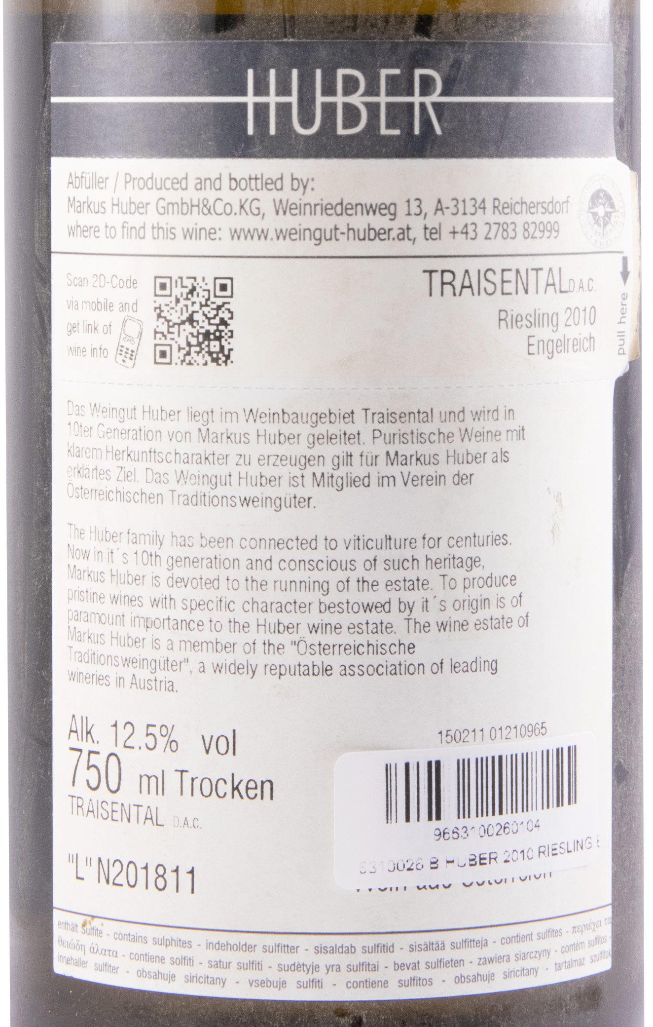 2010 Huber Riesling Engelreich Traisental branco