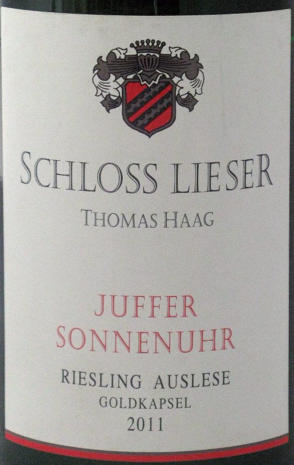 2011 Brauneberger Juffer Sonnenuhr Long Goldkapsel Auslese Riesling Schloss Lieser branco