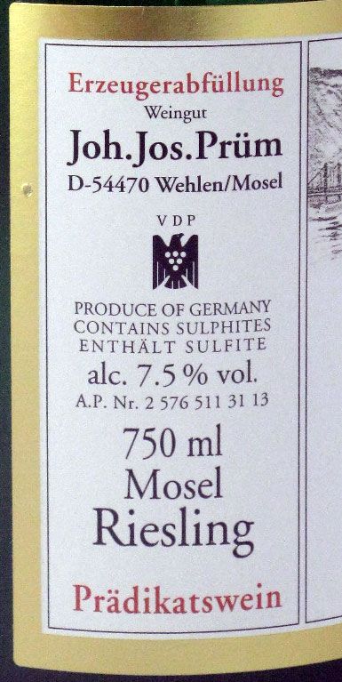 2012 Joh. Jos. Prüm Wehlener Auslese Sonnenhur Riesling branco
