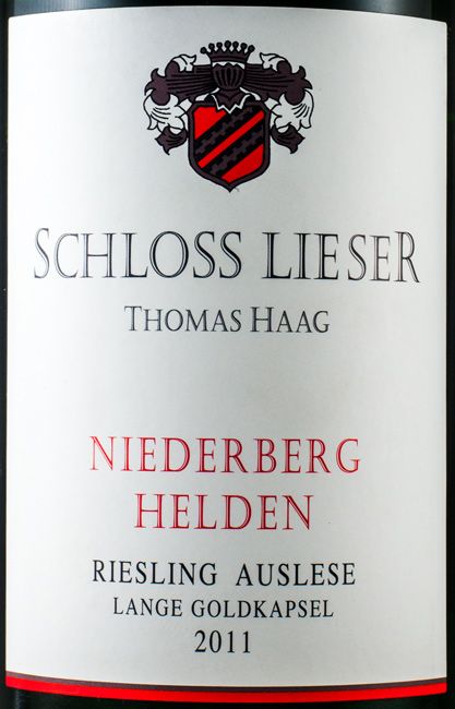 2011 Schloss Lieser Niederberg Helden Riesling Auslese Goldkapsel branco