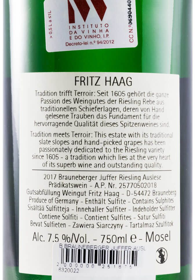 2017 Fritz Haag Brauneberger Juffer Auslese Riesling branco