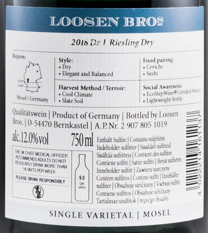 2018 Dr. Loosen Dry white