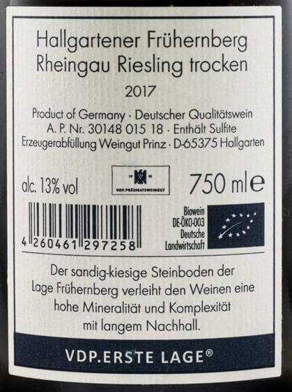 2017 Weingut Prinz Fruhenberg Riesling Trocken white