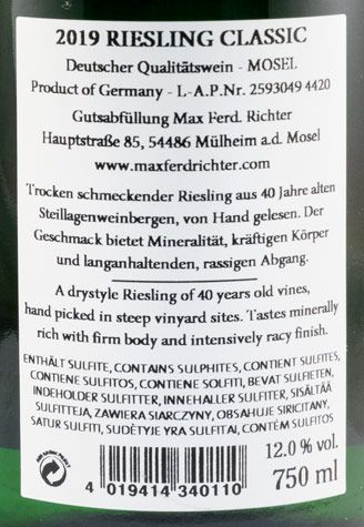 2019 Max Ferd. Richter Riesling Classic branco