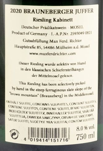 2020 Max Ferd. Richter Brauneberger Juffer Riesling Kabinett branco
