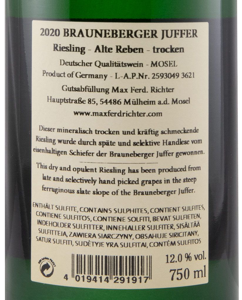 2020 Max Ferd. Richter Brauneberger Juffer Trocken Al Riesling Alte Reben branco