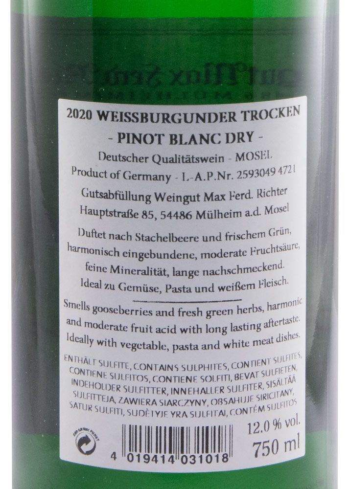 2020 Max Ferd. Richter Weissburgunder Trocken Pinot Blanc branco