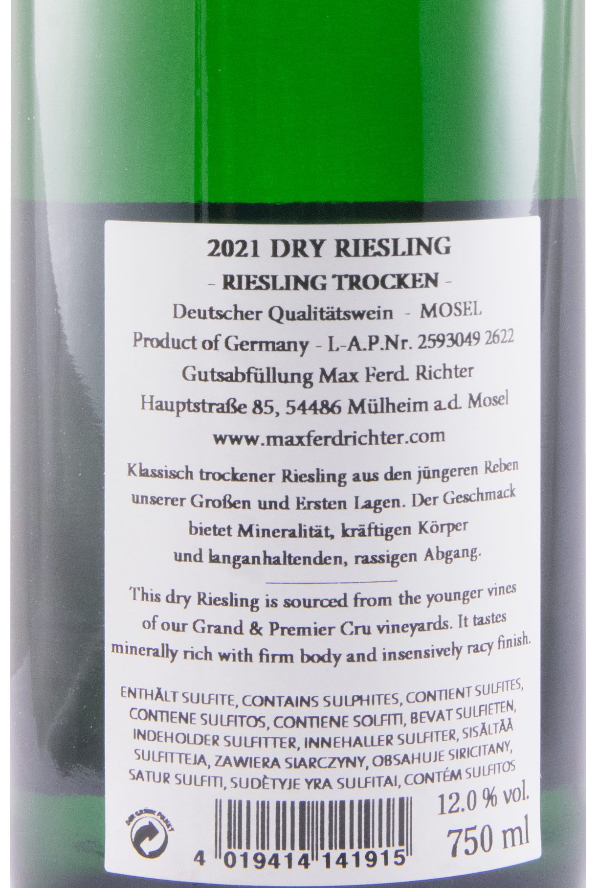 2021 Max Ferd. Richter Riesling Dry branco